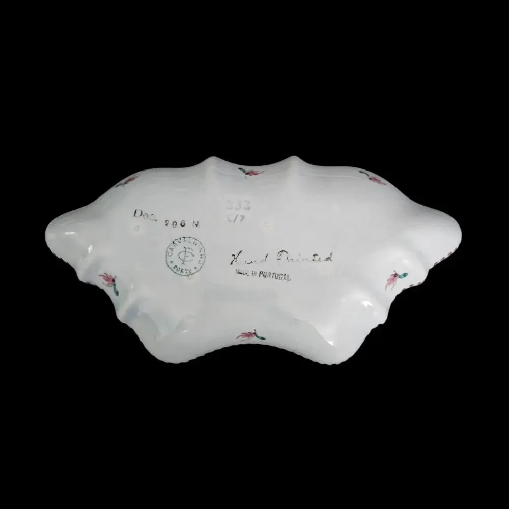 Vintage Candal Porto Portugal Hand Painted Floral Scalloped Pottery Dish